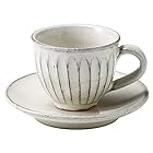 丸伊製陶 信楽焼 へちもん コーヒーカップ&ソーサー 白釉彫 丸型 容量約180ml 陶製 日本製 MR-3-3264