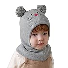 (コネクタイル) 赤ちゃん 幼児 キッズ ニット帽子 可愛い フードウォーマー ベビー用ハット 耳あて 暖かい 耳保護付き 帽子 子供 グレー L