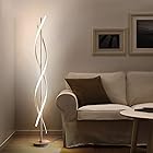 ADISUN 40W LED フロアランプ リモコン 調光機能付き スパイラルフロアランプ 屋内ランプ リビングルーム/ファミリールーム/寝室/オフィス用フロアランプ (ホワイト)
