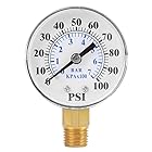 水量計, FTVOGUE 空気圧縮機圧力計、空気計、0-100psi 0-7bar水圧用圧力計圧力計エアオイルダイヤル計器ベースエントリNPT 1/4