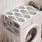 Lunarable Zentangle 洗濯機オーガナイザー 抽象デザイン アイスクリームとコーン ボーホー 装飾 落書き 滑り止め布カバー 洗濯機と乾燥機用 47 x 18.5インチ グレーチャコール