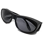 名古屋眼鏡(株) 折りたたみ式 オーバーグラス サングラス めがねの上から 偏光 メンズ UVカット 携帯ケース付き 6725 (マットブラック)