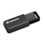 バーベイタム (Verbatim) USBメモリ 64GB USB3.2(Gen1) スライド式 ストラップホール付き Windows Mac 対応 国内安心サポート ブラック 64ギガ USBSLM64GZV1