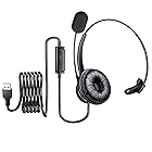 SoulBay PC ヘッドセットUSB接続 ヘッドフォン、ノイズキャンセリングマイク付き、音量調節ミュート機能、テレワーク 在宅 web 会議 対応、片耳