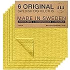 SUPERSCANDI スウェーデン ディッシュクロス 再利用可能 生分解性 セルローススポンジクリーニングクロス キッチンペーパータオル 交換用 8 x 7 x 1 inches (6 Pack Yellow)