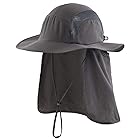 [コネクタイル] メンズ 夏 UPF 50+ サファリハット メッシュ つば広 日よけ帽子 UVカット 農作業 帽子 ガーデニング 釣り帽子 ダークグレー