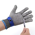 [Fafeicy] 防刃手袋 線金属メッシュ作業手袋 刺し耐性手袋 耐切断性 手袋 ステンレス鋼 5保護レベル（ペアではない） 1PC