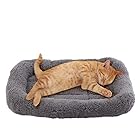 Enjoying 猫 犬 ベッド 四角形 ふわふわ ペットベッド ぐっすり眠る 滑り止め 洗える キャット 通年 猫用 小型犬用 ペット用品（グレー、S）