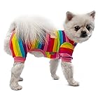 TONY HOBY 犬用4脚パジャマ ドッグウェア 犬のジャンプスーツ 虹柄 ソフトコットン 小型犬服 普段着 部屋着 春夏秋冬用