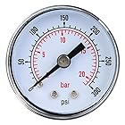 Annadue 圧力計 汎用形圧力計 BSPT圧力ゲージ 小型圧力計 1/8インチBSPT (0-300psi,0-20bar)