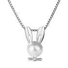 [月亮真珠] パール うさぎ ネックレス レディース （6.5MM淡水養殖真珠 /925シルバー/40+5CM ） アクセサリー 可愛い ウサギ ペンダント ネックレス プレゼント