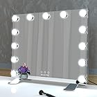 BEAUTME 化粧鏡 女優ミラー 卓上/壁掛け両用 ハリウッドミラー 3色照明モード 明るさ調節可能 13個Led電球付き シルバー 48.5×40.5cm