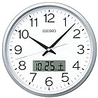 セイコークロック 掛け時計 オフィスタイプ チャイム プログラム機能 日付 カレンダー 電波 アナログ 銀色メタリック 350×68mm PT202S