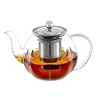 VKCHEF ティーポット 耐熱ガラス 急須 透明 紅茶ポット1000ml 大容量 ステンレス 茶こし付き 直火可 フルーツティー リーフティー 花茶 麦茶 茶ポット 茶器 きゅうす おしゃれ