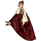 [Lady Lazy] [レディレイジー] 大正ロマン 袴 和服 着物 漢服 コスプレ 民族衣装 レディース ロング 椿柄 (赤, L)