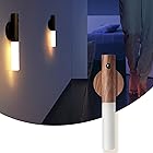 SKD 人感センサーライト USB充電式 天然木 おしゃれ 木製 明暗センサー 廊下灯 フットライト (ダークブラウン 1個)