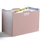 ドキュメントファイル 13ポケット A4 書類ケースドキュメントスタンド ファイルボックス オフィス 整理 書類 収納 自立型 (ピンク)