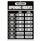 GEEKBEAR Opening Hours Sign ビジネスアワーサイン (ブルー) ? オープニングアワーサイン ? ストア アワーサイン ? 営業時間表示 ? 営業時間表示オープンサイン ? 店舗またはオフィスの時間表示変更可能 (Bla