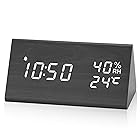 Electime デジタル目覚まし時計 置き時計 LED時間表示3目覚まし時計設定 USB給電 き湿度と温度検出電子時計、寝室、ベッドサイドテーブル、机、オフィス、子供、家族に適しています (ブラック)