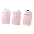STARTIST 3のセット砂糖茶コーヒーキャニスター気密キッチン食品保存容器缶10.5x18cm - ピンク