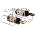 金属製 ワインラック ワインボトルホルダー 積み重ね式 7本用 ワイン棚 ワイン収納 ワインスタンド ワインストレージ (ローズ ゴールド, 7 ボトル)