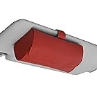 [Cicogna] 車用 メガネホルダー サングラス 眼鏡 収納 ケース PU 汎用 車載 サンバイザー 取付簡単 シンプル (レッド)