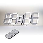 KOSUMOSU デジタル時計 LED 壁掛け 置き時計 明るさ自動感応 3D LED CLOCK 目覚まし時計 10インチリモコン付きナイトランプ年/月/日温度表示白色のキッチン時計（ACアダプター付属無し）ACD-210W