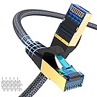Cat 8 LAN ケーブル 20M，Ciwoda 屋外、屋内用ナイロン編組 Cat 8 ケーブル S/FTP、ヘビーデューティー26AWG、40Gbps、2000MHz、Xbox、POE、PS 5、Routerに適用されます。