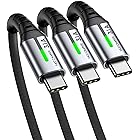 INIU USB C ケーブル (3本セット 0.5m+2m+2m) USB-A & USB-C QC 対応 3.1A 急速充電 超高耐久 高速データ転送 高耐久ナイロン編み タイプC 充電ケーブル iPhone 15 Pro Max Plus