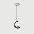 NAMFHZW 三日月形の人形小さな吊り下げられたシャンデリアフロスト樹脂ペンダントライトE141ライト半凹型天井吊りランプ調節可能なキットランプキッズルームボーイガールルーム照明