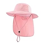 [コネクタイル] キッズ 夏 UPF 50+ フラップキャップ 速乾 つば広 日よけ帽子 UVカット ハット 幼児 サファリハット ピンク