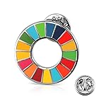 Aoouik SDGs ピンバッジ SDGs バッジ 25mm エスディージーズ バッジ 留め具付き 最新仕様 国連本部限定販売 琺瑯工芸 銀色 (1個入り)