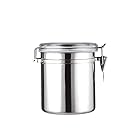 Trafagala 密閉容器 コーヒー豆 保存容器 茶筒 キャンディジャー 透明カバー 食品貯蔵タンク キッチン ステンレス鋼の気密キャニスター 防湿保存缶(1L 、10x16cm)