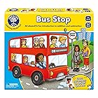 Orchard Toys Moose Games バス停ゲーム。足し算と引き算の楽しい入門書。バスに乗っている乗客のピックアップとドロップオフ。対象年齢4~8歳、2~4人用。