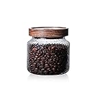 RareCi ガラスの保存瓶、食品の保存容器竹の木の蓋をした気密な食品の瓶、お茶、コーヒー豆、砂糖、キャンディー、クッキー、スパイスのためのキッチンキャニスター、シリアルディスペンサーとして最適です (400ml(13oz)) …