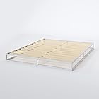 ZINUS メタル ベッドフレーム ダブル Joseph Metal Platforma 6in ホワイト メタル 木製 すのこ 静音 ベッド下収納 耐久性 通気性 ヘッドレス 頑丈 スチール | ベッド 組み立て簡単 工具付き ジヌス | 日本