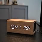WOOD SHOW bluetooth5.0 スピーカー時計 おしゃれ ワイヤレススピーカー 多機能時計 温度計付き 目覚まし時計 アラーム時計 Qi国際規格 電波法認証取得済み USB給電 (おしゃれウッド)