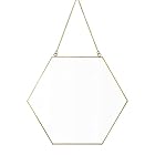 [Queen-b] ミラー 壁掛け 鏡 六角形 ウォールミラー おしゃれ かわいい 軽量 北欧 壁 卓上 ゴールド シンプル 上品 化粧鏡 六角 賃貸 化粧 メイク (小)