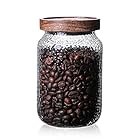 ガラスの保存瓶、食品の保存容器竹の木の蓋をした気密な食品の瓶、お茶、コーヒー豆、砂糖、キャンディー、クッキー、スパイスのためのキッチンキャニスター、シリアルディスペンサーとして最適です (700ml(24oz))