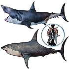 “fish&fancy”全長70cm！超リアル ホホジロザメ 抱きまくら サメ ぬいぐるみ クッション 動物クッション (かみつき_70cm)