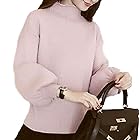 [1/2style] [ニブンノイチスタイル] セーター バルーン 袖 無地 タートル かわいい ニット レディース (ピンク)