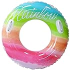 Siyzda 浮き輪 大人用 可愛い虹カラフル 直径82cm 浮輪リング型 夏休み 水遊び 海 ビーチ海水浴 プールアウトドア 海フロート