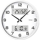 MAG(マグ) 掛け時計 壁掛け時計 温度計 湿度計 カレンダー アナログ 直径32㎝ 静音 連続秒針 ホワイト ダブルポスト W-766WH-Z