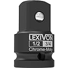 LEXIVON インパクトソケットアダプター、12.7mm (1/2インチ) メス x 19mm (3/4インチ) オスインクリサー | クロームモリブデン合金鋼＝完全耐衝撃性、トルクレンチ、インパクトレンチ、ドリル用 (LX-401)