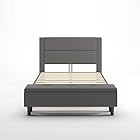 ZINUS 布張り ベッドフレーム セミダブル Wanda Platform Bed with Storage Footboard ダークグレー 脚元収納付き ベンチ収納 | ベッド 組み立て簡単 工具付き ジヌス | 日本正規品 STPB