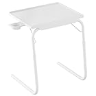 seathestars テーブル 折りたたみ 高さ調節 角度調整 昇降式 サイドテーブル カップホルダー付き コンパクト サイドテーブル ソファテーブル ホワイト
