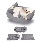 PETITL 犬 ベッド クッション 3way 丸洗い ふわふわ綿 -大切なわんちゃんに届けたい安らぎ空間-【PETITL × iBeans】(S, アッシュグレー)