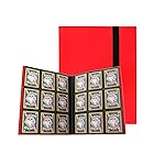 Venssu カードファイル トレカ バインダー コレクション ファイル 9ポケット バンド付き スリーブ対応 横入れ 大容量 (360枚収納, 赤)