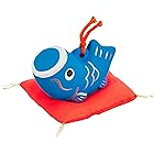 [昭峰] 五月人形 端午の節句 ミニ コンパクト 手のひらサイズ 陶器 鯉のぼり 福鈴（小）青