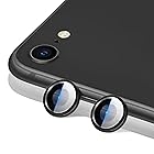 【2枚セット】iPhone SE 3/ SE 2/8/7 カメラフィルム アルミ合金 9H硬度 全面保護 露出オーバー防止 ?落防止 衝撃吸収 高透過率 簡単貼付 アイフォンSE 第3世代/第2世代/8/7 ガラスレンズ保護フィルム(ブラック)